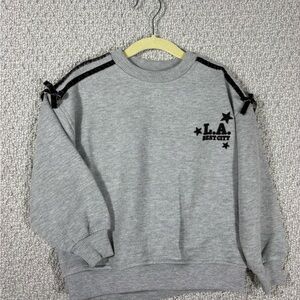 NWOT Zara Gray LA Sweatshirt with Black Velvet Accents size 5